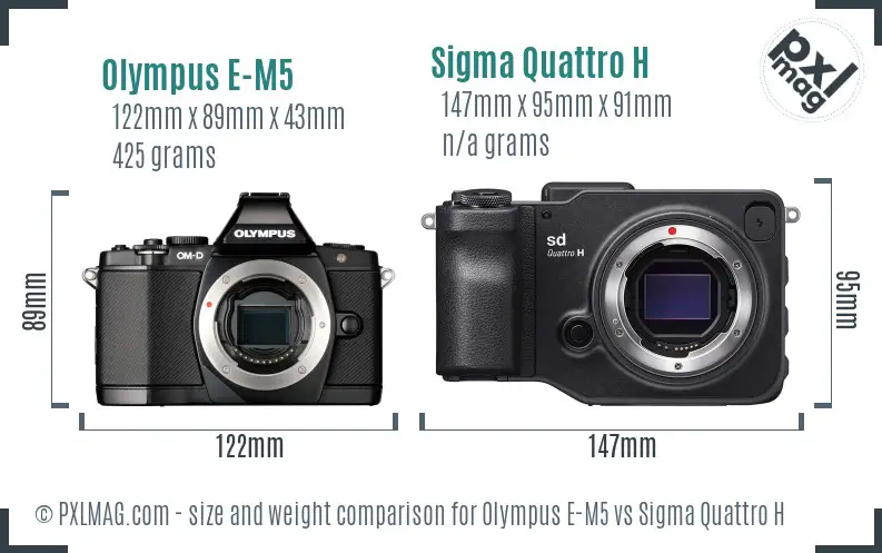 Olympus E-M5 vs Sigma Quattro H size comparison