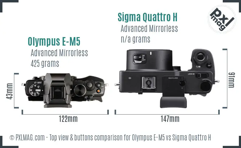 Olympus E-M5 vs Sigma Quattro H top view buttons comparison