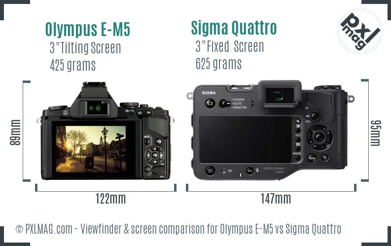 Olympus E-M5 vs Sigma Quattro Screen and Viewfinder comparison
