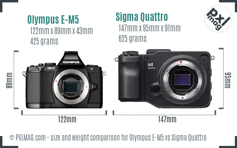 Olympus E-M5 vs Sigma Quattro size comparison