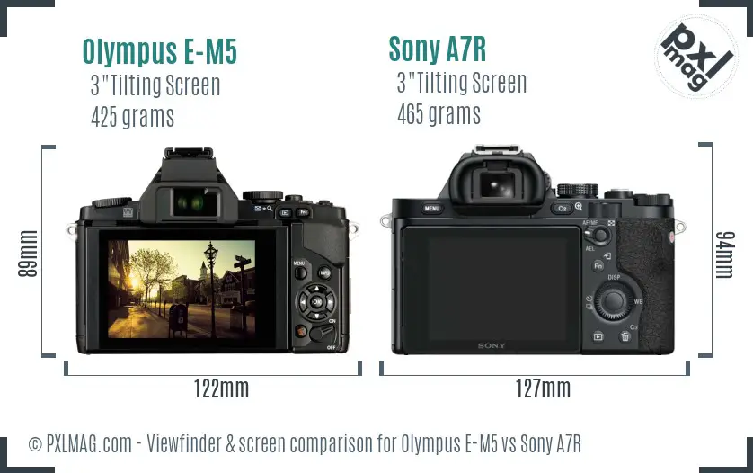 Olympus E-M5 vs Sony A7R Screen and Viewfinder comparison