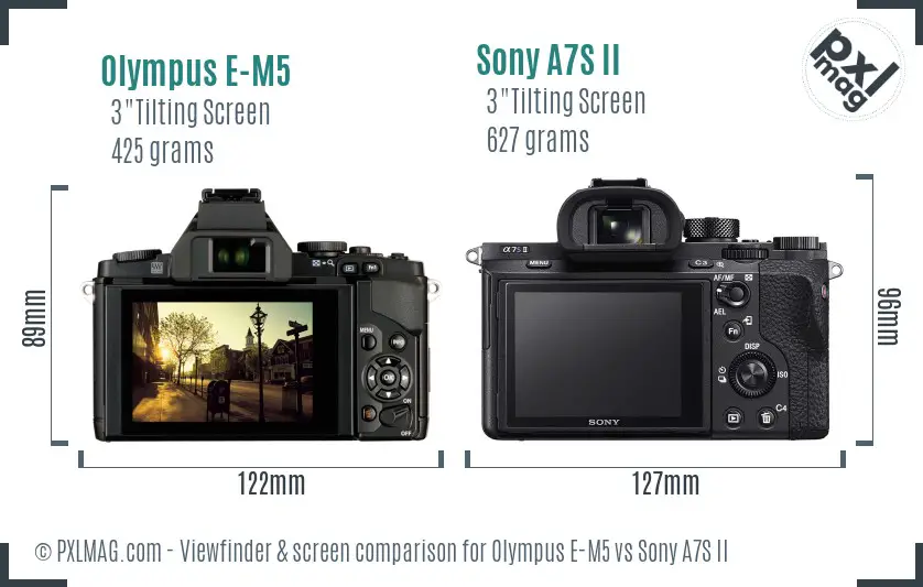 Olympus E-M5 vs Sony A7S II Screen and Viewfinder comparison
