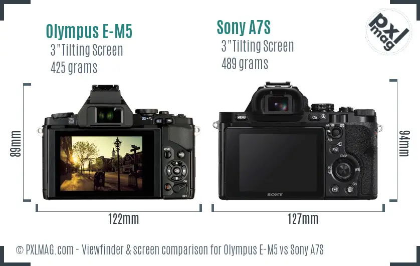 Olympus E-M5 vs Sony A7S Screen and Viewfinder comparison