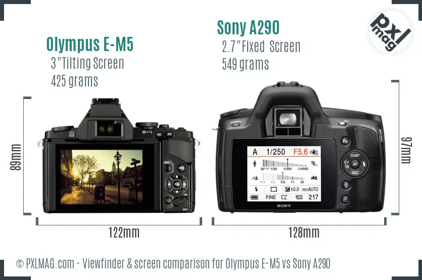 Olympus E-M5 vs Sony A290 Screen and Viewfinder comparison