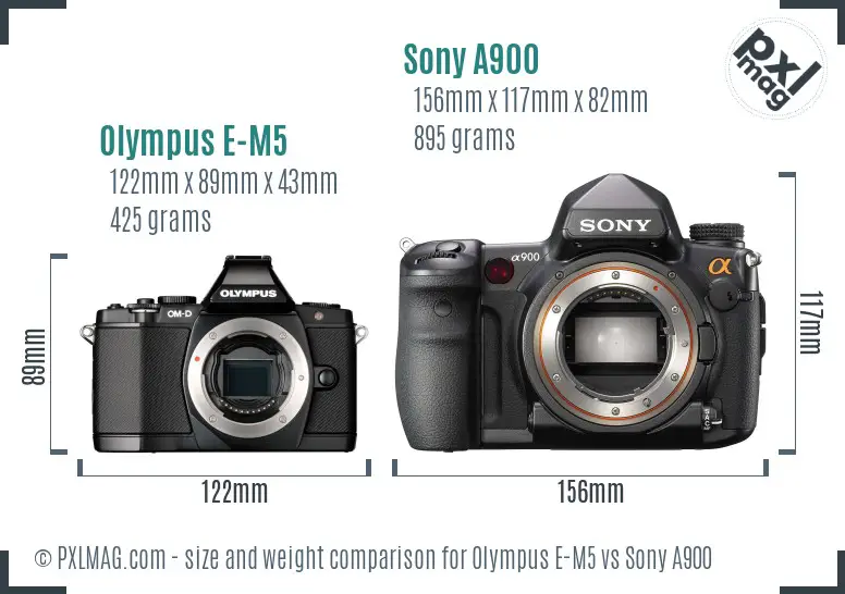 Olympus E-M5 vs Sony A900 size comparison