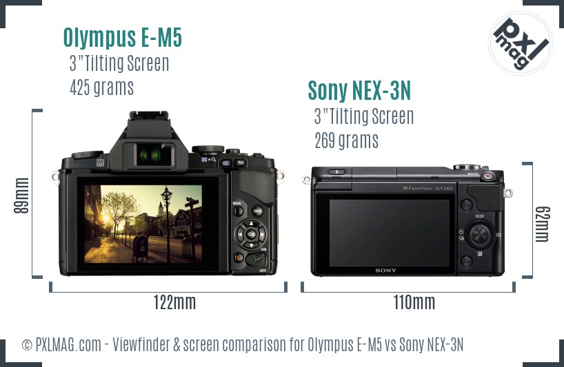 Olympus E-M5 vs Sony NEX-3N Screen and Viewfinder comparison