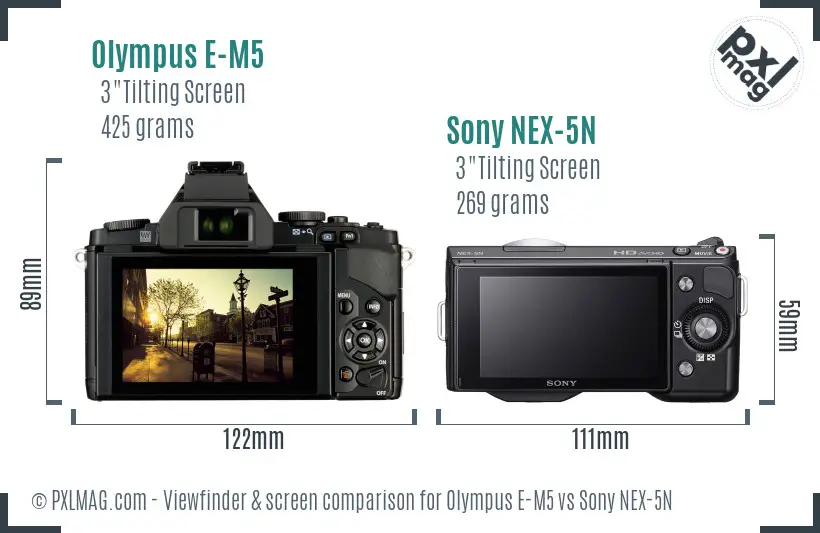 Olympus E-M5 vs Sony NEX-5N Screen and Viewfinder comparison