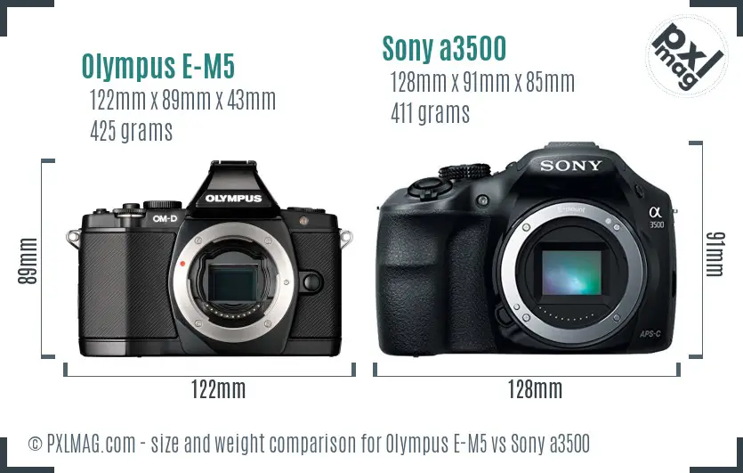 Olympus E-M5 vs Sony a3500 size comparison Olympus E-M5 vs Sony a3500 size comparison