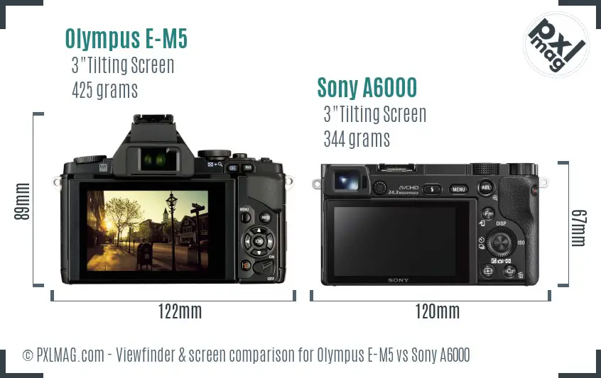 Olympus E-M5 vs Sony A6000 Screen and Viewfinder comparison