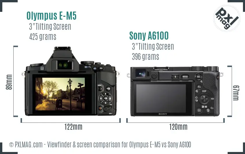 Olympus E-M5 vs Sony A6100 Screen and Viewfinder comparison