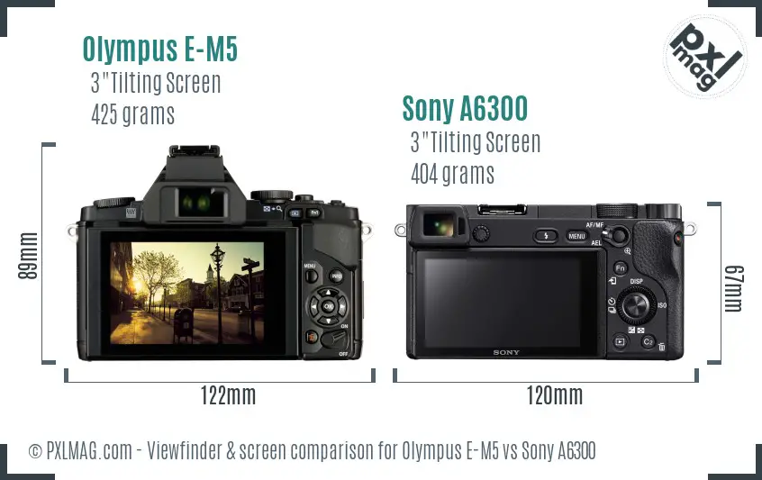 Olympus E-M5 vs Sony A6300 Screen and Viewfinder comparison