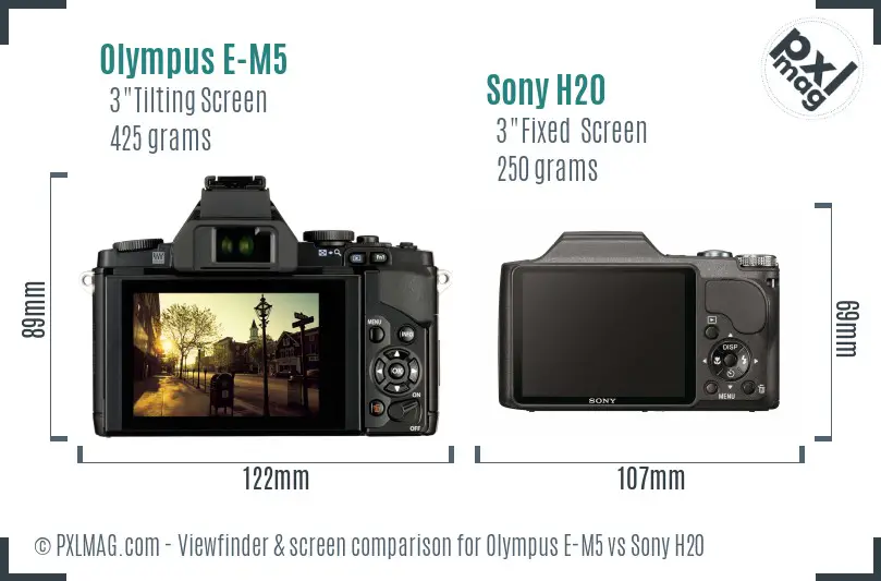 Olympus E-M5 vs Sony H20 Screen and Viewfinder comparison