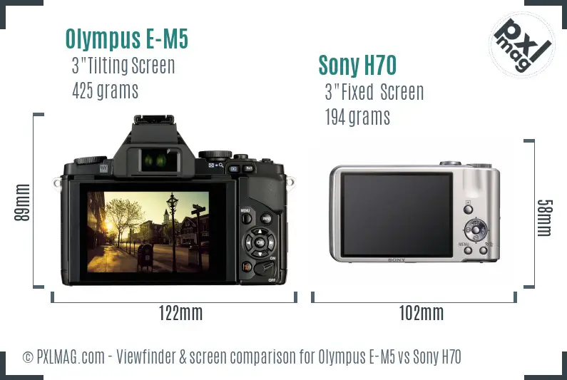 Olympus E-M5 vs Sony H70 Screen and Viewfinder comparison