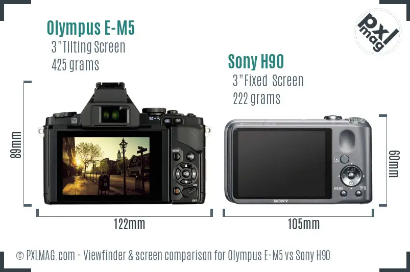 Olympus E-M5 vs Sony H90 Screen and Viewfinder comparison