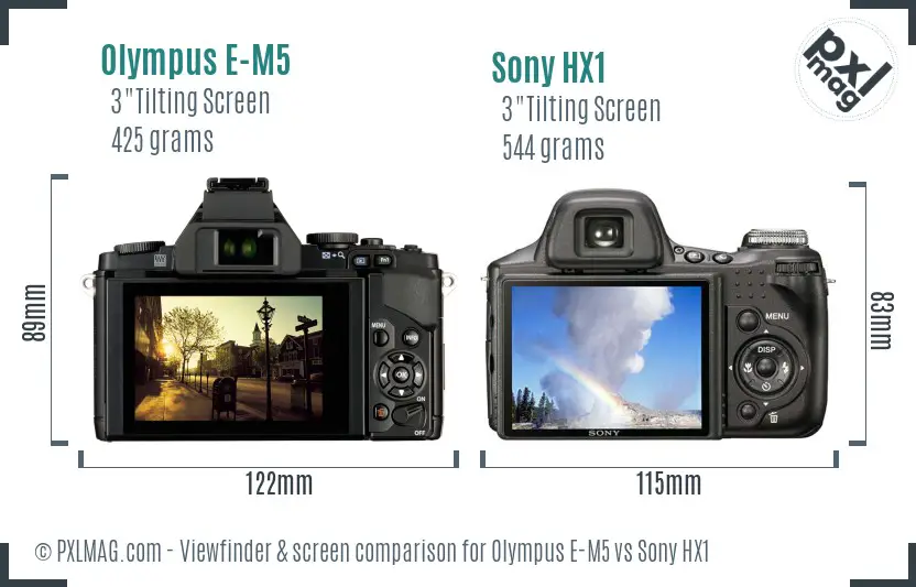 Olympus E-M5 vs Sony HX1 Screen and Viewfinder comparison