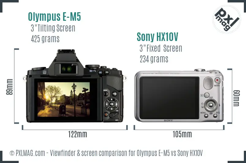 Olympus E-M5 vs Sony HX10V Screen and Viewfinder comparison