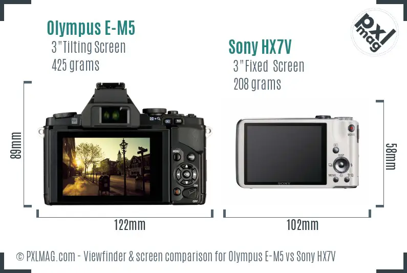 Olympus E-M5 vs Sony HX7V Screen and Viewfinder comparison