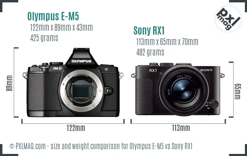 Olympus E-M5 vs Sony RX1 size comparison