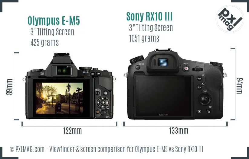 Olympus E-M5 vs Sony RX10 III Screen and Viewfinder comparison
