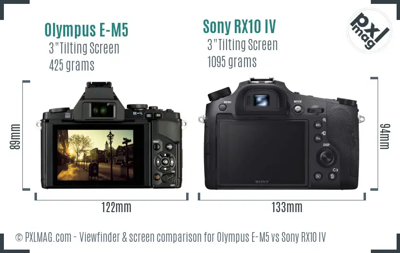 Olympus E-M5 vs Sony RX10 IV Screen and Viewfinder comparison