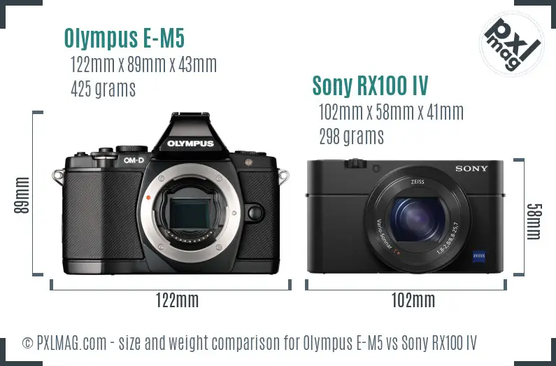 Olympus E-M5 vs Sony RX100 IV size comparison