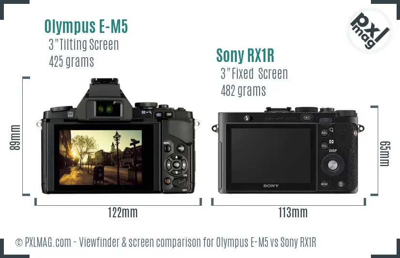 Olympus E-M5 vs Sony RX1R Screen and Viewfinder comparison