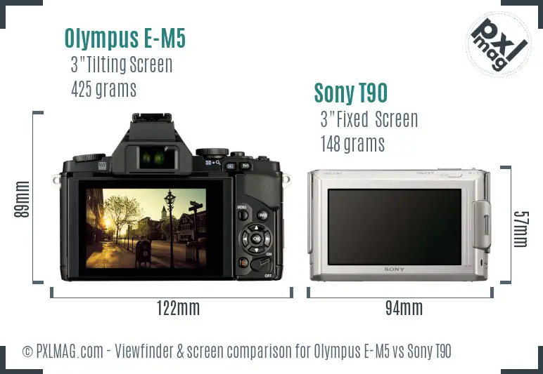 Olympus E-M5 vs Sony T90 Screen and Viewfinder comparison