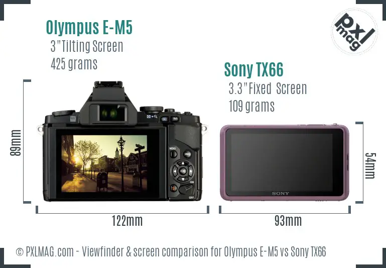 Olympus E-M5 vs Sony TX66 Screen and Viewfinder comparison