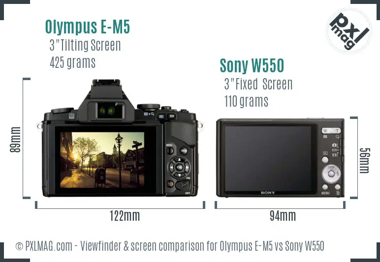 Olympus E-M5 vs Sony W550 Screen and Viewfinder comparison Olympus E-M5 vs Sony W550 Screen and Viewfinder comparison