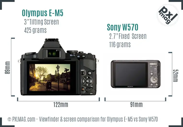 Olympus E-M5 vs Sony W570 Screen and Viewfinder comparison