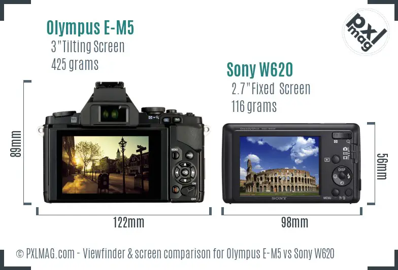 Olympus E-M5 vs Sony W620 Screen and Viewfinder comparison Olympus E-M5 vs Sony W620 Screen and Viewfinder comparison