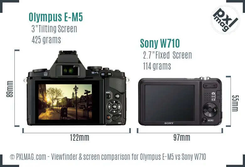 Olympus E-M5 vs Sony W710 Screen and Viewfinder comparison