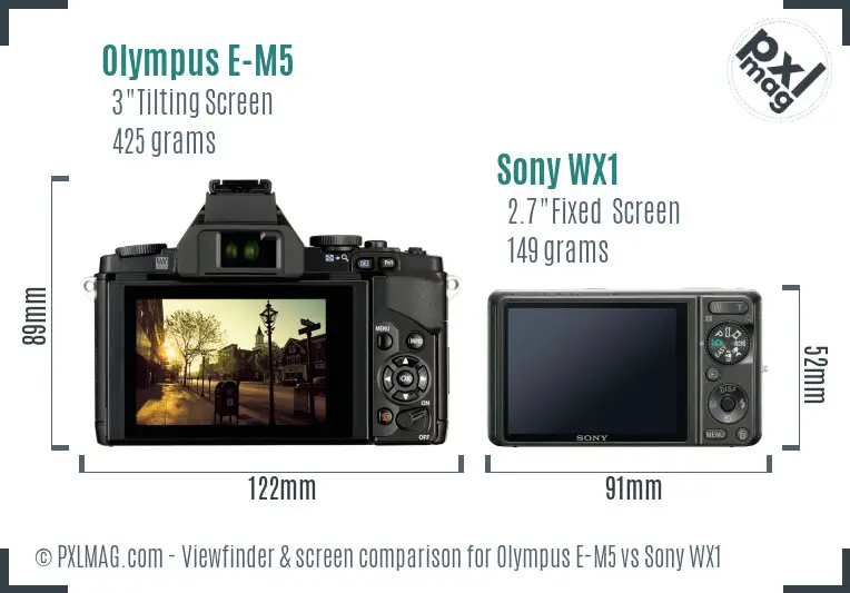 Olympus E-M5 vs Sony WX1 Screen and Viewfinder comparison