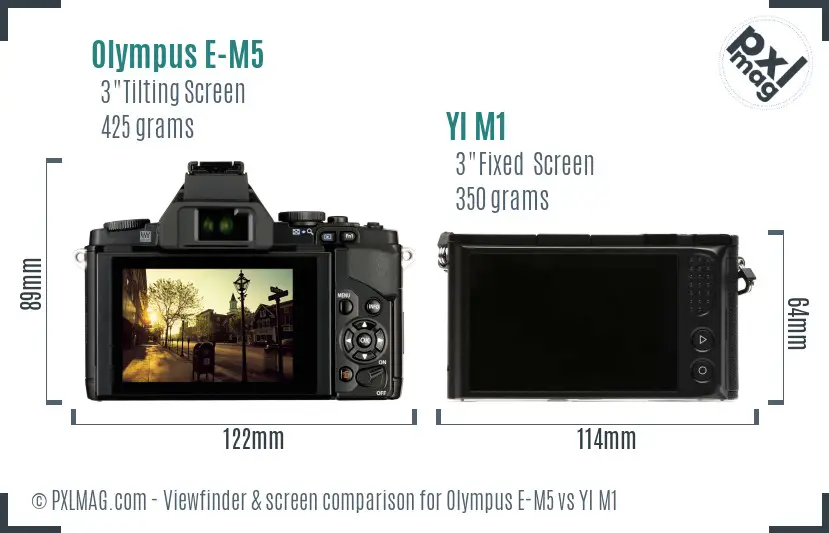 Olympus E-M5 vs YI M1 Screen and Viewfinder comparison