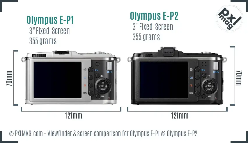 Olympus E-P1 vs Olympus E-P2 Screen and Viewfinder comparison