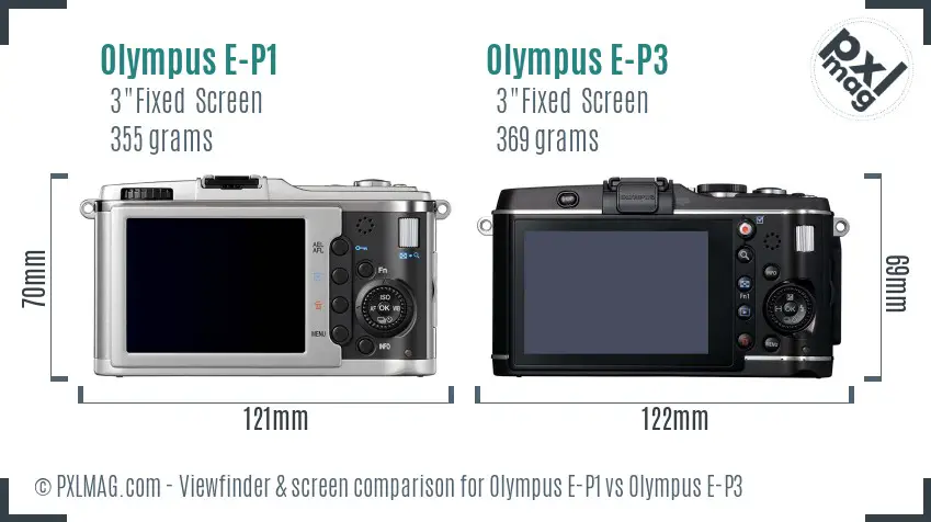 Olympus E-P1 vs Olympus E-P3 Screen and Viewfinder comparison