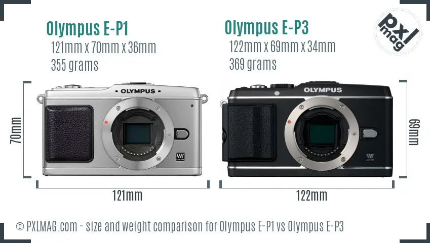 Olympus E-P1 vs Olympus E-P3 size comparison