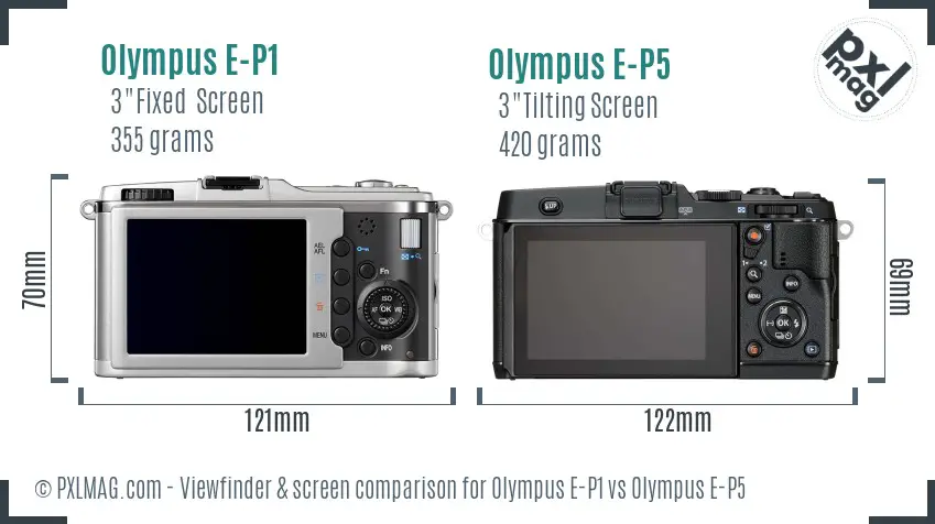 Olympus E-P1 vs Olympus E-P5 Screen and Viewfinder comparison