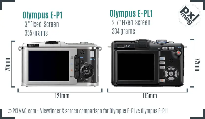 Olympus E-P1 vs Olympus E-PL1 Screen and Viewfinder comparison