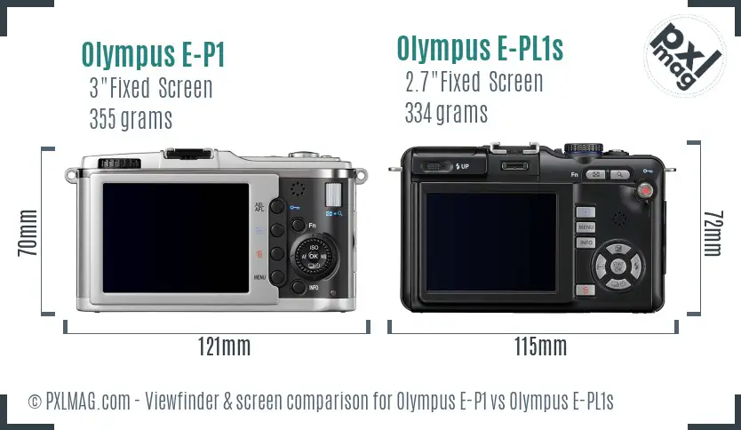 Olympus E-P1 vs Olympus E-PL1s Screen and Viewfinder comparison