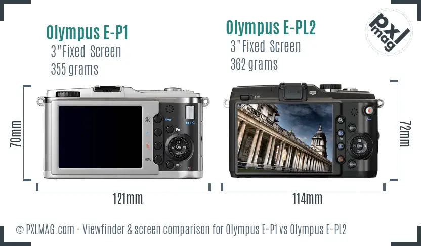 Olympus E-P1 vs Olympus E-PL2 Screen and Viewfinder comparison