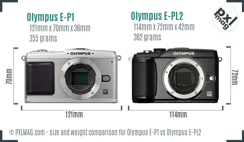 Olympus E-P1 vs Olympus E-PL2 size comparison