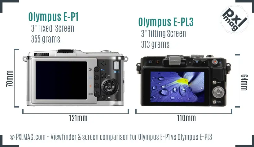 Olympus E-P1 vs Olympus E-PL3 Screen and Viewfinder comparison