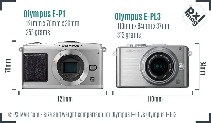 Olympus E-P1 vs Olympus E-PL3 size comparison