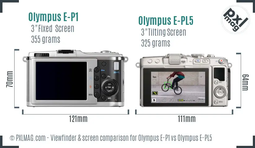 Olympus E-P1 vs Olympus E-PL5 Screen and Viewfinder comparison