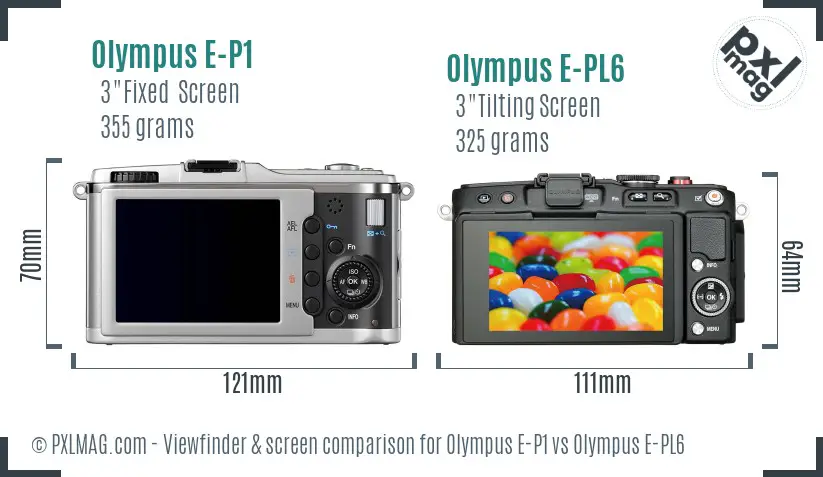 Olympus E-P1 vs Olympus E-PL6 Screen and Viewfinder comparison