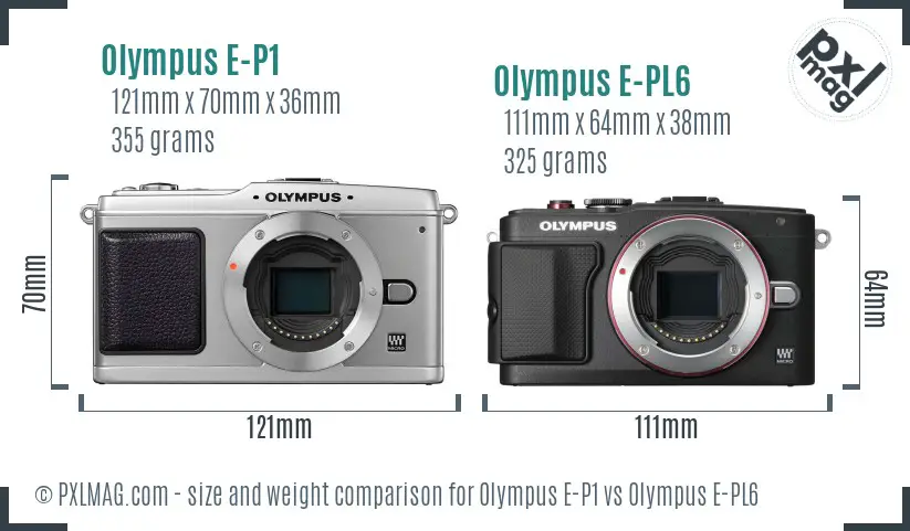 Olympus E-P1 vs Olympus E-PL6 size comparison