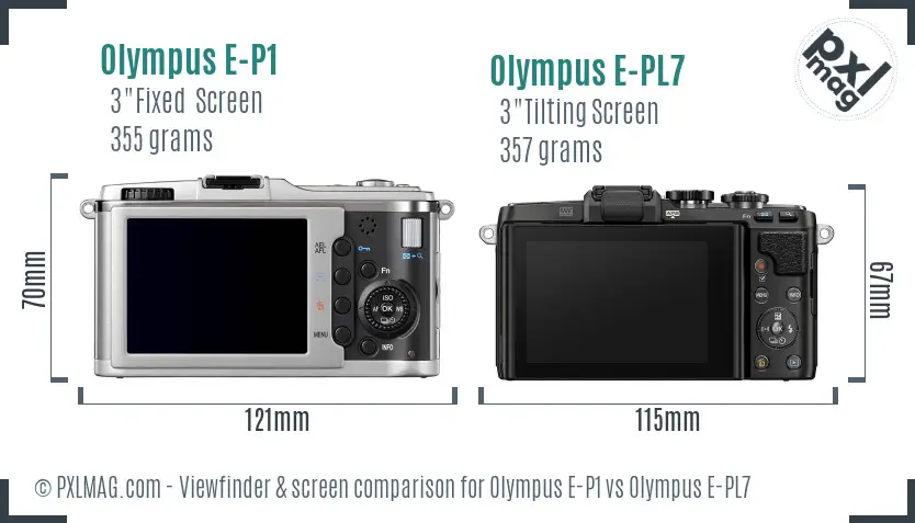 Olympus E-P1 vs Olympus E-PL7 Screen and Viewfinder comparison