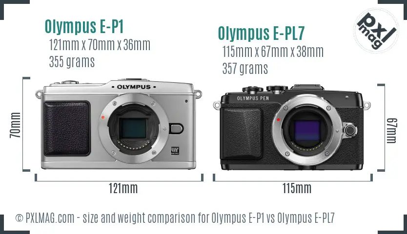Olympus E-P1 vs Olympus E-PL7 size comparison
