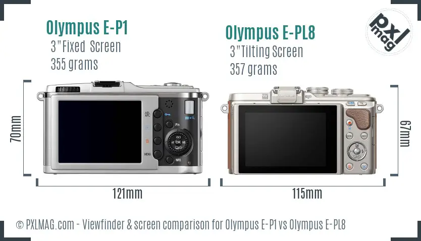 Olympus E-P1 vs Olympus E-PL8 Screen and Viewfinder comparison
